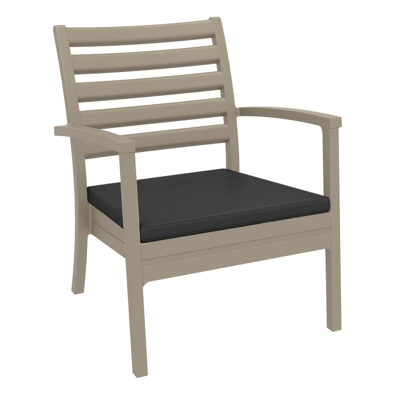 Luxury Commercial Living 35" Taupe Outdoor Patio Club Armchair with Charcoal Sunbrella Cushion - Extra Large
